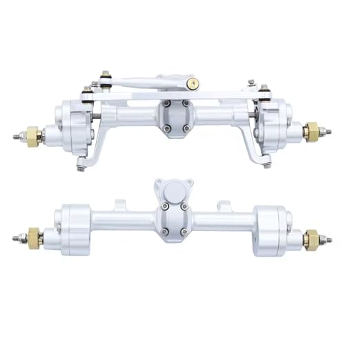 Kompatibel Mit Axial 1/24 SCX24 90081 C10 AXl00002 CNC Metall Vorder- Und Hinterportalachse Verbessertes Teilzubehör Vorder Hinterachse RC(Silver,Rear and Front) von JVRWSC
