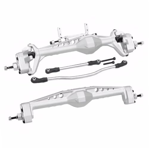 Kompatibel Mit Axial Für Capra 1.9 Für UTB AXI03004 Für LCG, Aluminiumlegierung, Vorne Hinten Portalachse Mit Servohalterungen, 1/10 RC Crawler Teile Vorder Hinterachse RC(Silver,Rear Front Axle) von JVRWSC