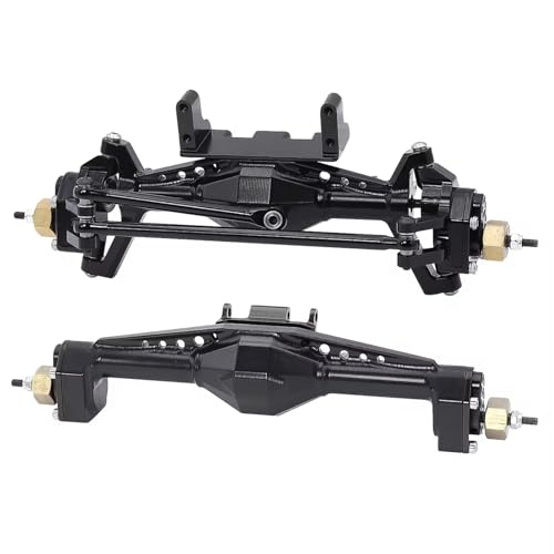 Kompatibel Mit Axial Für Capra UTB18 Upgrade-Teile, Aluminiumlegierung, Vorder- Und Hinterportalachse Mit Servohalterung, 1/18 RC-Auto Vorder Hinterachse RC(Black,Rear and Front) von JVRWSC