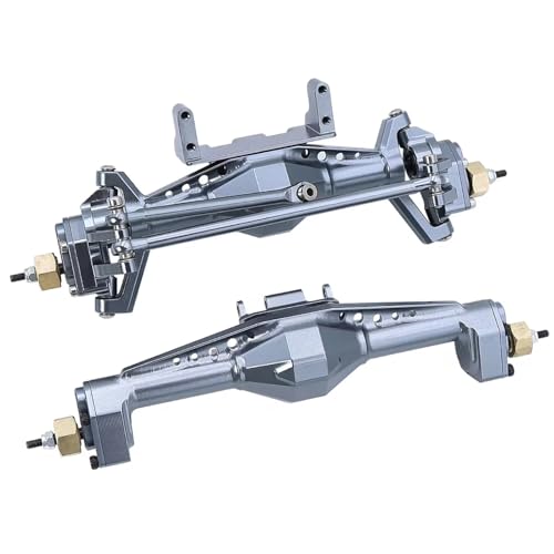 Kompatibel Mit Axial Für Capra UTB18 Upgrade-Teile, Aluminiumlegierung, Vorder- Und Hinterportalachse Mit Servohalterung, 1/18 RC-Auto Vorder Hinterachse RC(Gray,Rear and Front) von JVRWSC