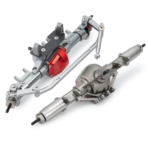 Kompatibel Mit Axial Für SCX10 90047 Für Wrangler 1/10 RC Crawler Car Upgrade-Teile Aus Aluminiumlegierung Vorne Hinten Gerade Achse Vorder Hinterachse RC(Gray,Front and Rear) von JVRWSC