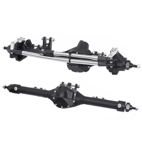 Kompatibel Mit Axial Für SCX10 II Für Vanquish VS4-10 1/10 RC Crawler Ersatzteile CNC Aluminium Vorne Hinten Gerade Achse Vorder Hinterachse RC(Black,Front and Rear) von JVRWSC