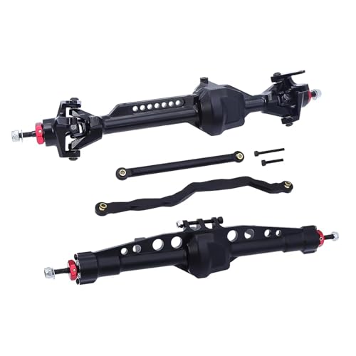 Kompatibel Mit Axial Für SCX10 Pro 1/10 RC Crawler, Komplette Achsen, Upgrade-Teile, CNC-integriertes Aluminium, Vorne Und Hinten, Gerade Achsen-Set Vorder Hinterachse RC(Black,Front and Rear) von JVRWSC