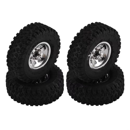 Kompatibel Mit Axial Für SCX24 Für TRX4M Für FCX24 1/18 1/24 RC Crawler Auto Teile 4 Stücke Metall 1,0 "beadlock Deep Dish Rad Reifen Set Ferngesteuerte Autoteile(Silver) von JVRWSC