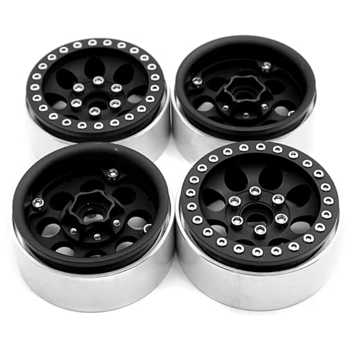Kompatibel Mit Axial Für Scx10 Für TRX4 Für TRX6 CC01 F350 D90 1/10 RC Crawler Car Teile 4pcs Metall 1,9 "Beadlocke Rad Rand Reifen Set Ferngesteuerte Autoteile(Wheels-Black) von JVRWSC