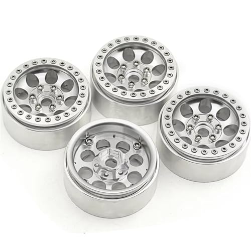 Kompatibel Mit Axial Für Scx10 Für TRX4 Für TRX6 CC01 F350 D90 1/10 RC Crawler Car Teile 4pcs Metall 1,9 "Beadlocke Rad Rand Reifen Set Ferngesteuerte Autoteile(Wheels-Silver) von JVRWSC