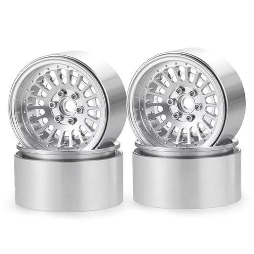 Kompatibel Mit Axial Für Scx10 Für Wraith Für TRX4 Für TRX6 D90 1/10 RC Crawler Teile 4pcs Aluminiumlegierung 2,2 "Beadlock Wheel Rims Hubs Ferngesteuerte Autoteile(Silver) von JVRWSC