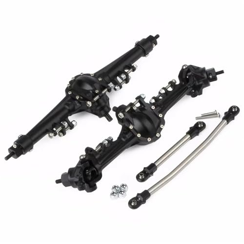 Kompatibel Mit Axial SCX10 1/10 RC Auto Ersatzteil Ersatzzubehör Aluminiumlegierung Upgrade Vorder-/Hinterachse Vorder Hinterachse RC(Black) von JVRWSC