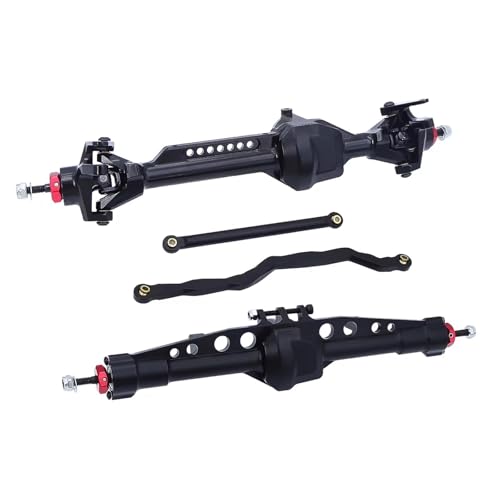 Kompatibel Mit Axial SCX10 Achsen CNC Aluminium Vorne Hinten Gerade Achsen Set 1/10 RC Crawler Upgrade Teile Zubehör Vorder Hinterachse RC(Black,Rear and Front) von JVRWSC