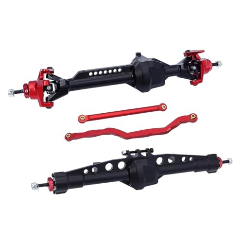 Kompatibel Mit Axial SCX10 Achsen CNC Aluminium Vorne Hinten Gerade Achsen Set 1/10 RC Crawler Upgrade Teile Zubehör Vorder Hinterachse RC(Red,Rear and Front) von JVRWSC