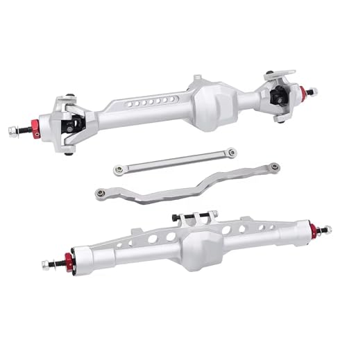 Kompatibel Mit Axial SCX10 Achsen CNC Aluminium Vorne Hinten Gerade Achsen Set 1/10 RC Crawler Upgrade Teile Zubehör Vorder Hinterachse RC(Silver,Rear and Front) von JVRWSC