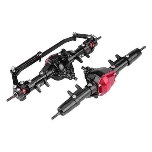 Kompatibel Mit Axial SCX10 D90 Metall CNC Vorder- Und Hinterachse Mit Servohalterung 1/10 RC Crawler Auto Upgrade Teile Vorder Hinterachse RC(Black) von JVRWSC