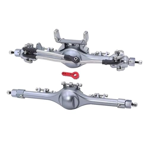 Kompatibel Mit Axial SCX10 II 90046 90047, Aluminiumlegierung, Vorne Und Hinten, Gerade Achsen, 1/10 RC Crawler Auto, Upgrade Teile, Zubehör Vorder Hinterachse RC(Gray) von JVRWSC