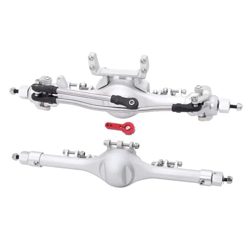 Kompatibel Mit Axial SCX10 II 90046 90047, Aluminiumlegierung, Vorne Und Hinten, Gerade Achsen, 1/10 RC Crawler Auto, Upgrade Teile, Zubehör Vorder Hinterachse RC(Silver) von JVRWSC