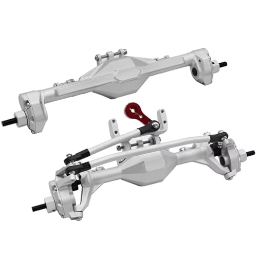 Kompatibel Mit Axial SCX10 II 90046 Für RGT 86100, CNC-gefräste, Integrierte Portalachse Vorne Und Hinten, 1/10 RC-Crawler-Auto-Upgrade-Teile Vorder Hinterachse RC(Silver) von JVRWSC