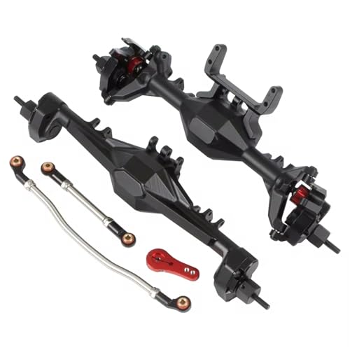 Kompatibel Mit Axial SCX10 II 90046 Für RGT 86100 Für Redcat GEN8, Aluminium, Integrierte Vorder- Und Hinterportalachse, 1/10 RC Crawler Car Vorder Hinterachse RC(Black,Rear Front Axle) von JVRWSC