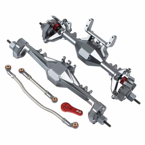 Kompatibel Mit Axial SCX10 II 90046 Für RGT 86100 Für Redcat GEN8, Aluminium, Integrierte Vorder- Und Hinterportalachse, 1/10 RC Crawler Car Vorder Hinterachse RC(Gray,Rear Front Axle) von JVRWSC