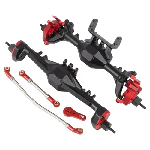 Kompatibel Mit Axial SCX10 II 90046 Für RGT 86100 Für Redcat GEN8, Aluminium, Integrierte Vorder- Und Hinterportalachse, 1/10 RC Crawler Car Vorder Hinterachse RC(Red,Rear Front Axle) von JVRWSC