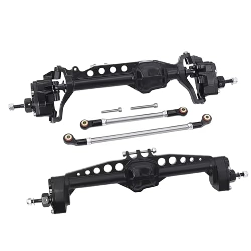 Kompatibel Mit Axial SCX10 III AXI03007 Upgrade-Teile, CNC-gefräste Portalachse Aus Aluminiumlegierung Vorne Und Hinten, 1/10 RC-Crawler-Auto Vorder Hinterachse RC(Black,Rear and Front) von JVRWSC