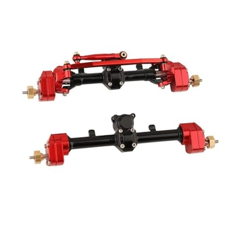 Kompatibel Mit Axial SCX24 Für Gladiator Für JLU C10 Für Deadbolt 1/24 RC Crawler Upgrades Teile Metall Vorne Und Hinten Portal Achse Set Vorder Hinterachse RC(Red) von JVRWSC