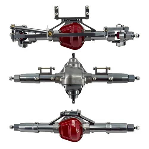 Kompatibel Mit Axial Scx10 4WD D90 Upgrade-Teile, Metallische Vordere, Mittlere Und Hintere Gerade Achse Mit Servobasis, 1/10 RC-Autozubehör Vorder Hinterachse RC(Gray,Rear Fron Middle) von JVRWSC