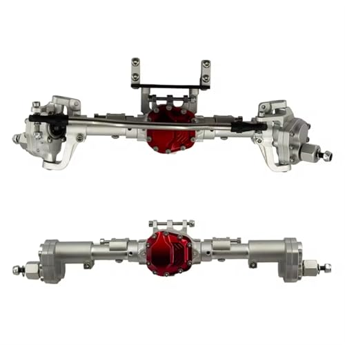 Kompatibel Mit Axial Scx10 90046 90047 1/10 RC Autozubehör Upgrades Teile Metallic Karosserie Portal Vorder- Und Hinterachsensatz Vorder Hinterachse RC(Silver,Rear and Front) von JVRWSC