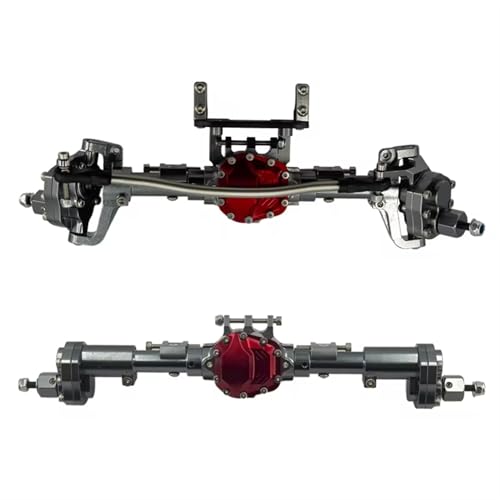 Kompatibel Mit Axial Scx10 90046 90047 1/10 RC Autozubehör Upgrades Teile Metallic Karosserie Portal Vorder- Und Hinterachsensatz Vorder Hinterachse RC(Titanium,Rear and Front) von JVRWSC