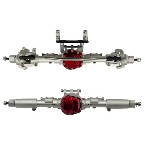 Kompatibel Mit Axial Scx10 90046 90047 AX90060 Metallic-Karosserie, Gerade Vorder- Und Hinterachse, 1/10 RC-Autozubehör, Upgrade-Teile Vorder Hinterachse RC(Silver,Rear and Front) von JVRWSC