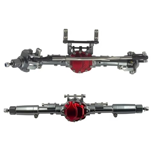 Kompatibel Mit Axial Scx10 90046 90047 AX90060 Upgrade-Teile, Metallkarosserie, Gerade Vorder- Und Hinterachse, 1/10 RC-Autozubehör Vorder Hinterachse RC(Gray,Rear Front Axle) von JVRWSC