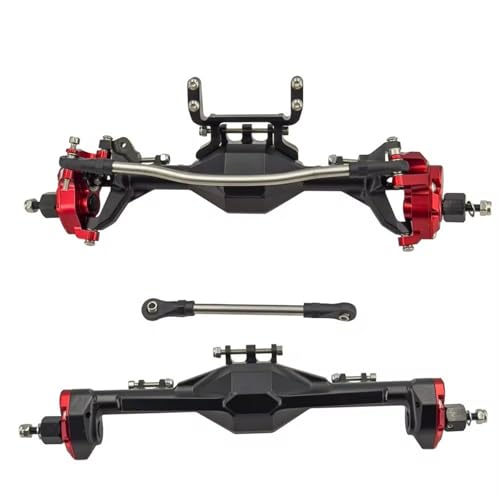 Kompatibel Mit Axial Scx10 Vorder- Und Hinterachsen-Set, Aluminium, Erweitert, Breit, 1/10 RC-Auto, Crawler, Upgrade-Teile, Zubehör Vorder Hinterachse RC(Red,Rear and Front) von JVRWSC