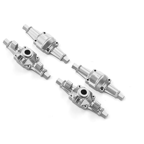 Kompatibel Mit FMS FCX24 1/24 RC-Auto, CNC-gefräste Aluminiumlegierung, Upgrade-Vorder- Und Hinterachsgehäuse Vorder Hinterachse RC(Silver) von JVRWSC