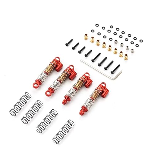 Kompatibel Mit FMS Für FCX24 1/24 RC Auto, Upgrade-Teile, Zubehör, Hochfester Unterdruck-Stoßdämpfer Aus Aluminiumlegierung Ferngesteuerte Autoteile(Red) von JVRWSC