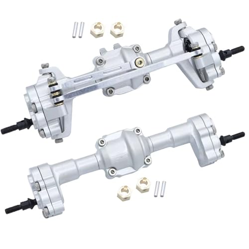 Kompatibel Mit FMS K5 Für FCX24 Für Power Für Wagon 1/24 RC Crawler Car Upgrade-Teile Aluminiumlegierung Komplette Vorder- Und Hinterachse Vorder Hinterachse RC(Silver,Front and Rear) von JVRWSC