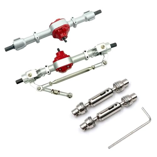 Kompatibel Mit MN D90 D91 D96 99S FJ45 Metallgetriebe, Vorder- Und Hinterachse, Achssatz Mit Antriebswelle, 1/12 RC-Auto, Upgrade-Teile, Zubehör Vorder Hinterachse RC(Silver) von JVRWSC