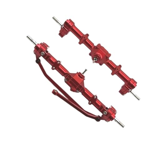 Kompatibel Mit MN168 1/12 RC-Auto, Metall-Vorder- Und Hinterrad-Portalachse, 12 Mm Radsechskantadapter, Upgrade-Teile, Zubehör Vorder Hinterachse RC(Red) von JVRWSC