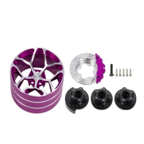 Kompatibel Mit Sanwa Mt4/mt5/m12/m17 Für Futaba 4px/7px/10px Für Flysky Nb4 Ko Ex Rc Metallhandrad Mit Bremsscheiben-Lenkrad Ferngesteuerte Autoteile(Purple Handwheel) von JVRWSC