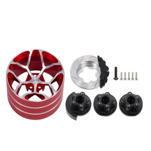 Kompatibel Mit Sanwa Mt4/mt5/m12/m17 Für Futaba 4px/7px/10px Für Flysky Nb4 Ko Ex Rc Metallhandrad Mit Bremsscheiben-Lenkrad Ferngesteuerte Autoteile(Red Handwheel) von JVRWSC