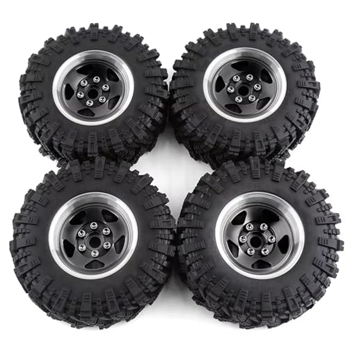 Kompatibel Mit TRX4 D90 Für Axial Für SCX10 II III 1/10 RC Crawler Car 4Stk. 98Mm Metall 1,9 Zoll Beadlock-Felge Gummireifensatz RC-Zubehör von JVRWSC