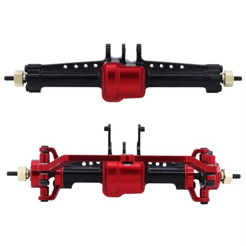 Kompatibel Mit TRX4-M Für Defender Für Bronco CNC Aluminium Vorder- Und Hinterachse Set 1/18 RC Crawler Auto Upgrade Teile Vorder Hinterachse RC(Red,Rear and Front) von JVRWSC