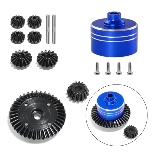 Kompatibel Mit Tamiya Für TT02 Für TT02B XV02 1/10 RC Autoteile Zubehör Metall Differentialgehäuse Stahl Stirnrad Hauptgetriebesatz Ferngesteuerte Autoteile(Blue Powerfulerent) von JVRWSC