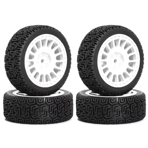 Kompatibel Mit Tamiya XV01 XV02 Für TT01 Für TT02 1/10 RC Für Rallye Für Rennteile 4-TLG. 68-mm-Gummireifen-Set Mit Hohem Grip RC-Zubehör(White) von JVRWSC