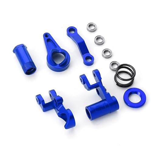 Kompatibel Mit Traxxas Für Slash Für Rustler Für Hoss Für VXL RC-Auto-Upgrade-Teile, Metall-Lenkhebel, Drag-Link-Servo-Saver-Set Ferngesteuerte Autoteile(Type B Blue) von JVRWSC