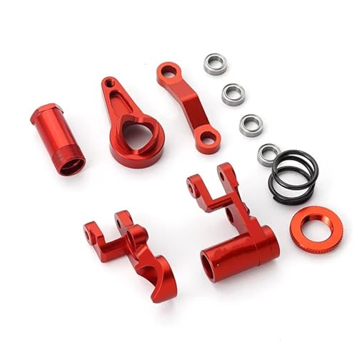 Kompatibel Mit Traxxas Für Slash Für Rustler Für Hoss Für VXL RC-Auto-Upgrade-Teile, Metall-Lenkhebel, Drag-Link-Servo-Saver-Set Ferngesteuerte Autoteile(Type B Red) von JVRWSC