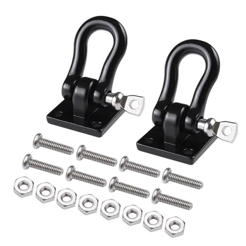 Kompatibel Mit Traxxas Für TRX4 Für Axial Für SCX10 D90 1/10 RC Crawler Autoteile Metallanhänger Abschlepphaken Für Klettern Anhängerschäkel Ferngesteuerte Autoteile(Black,2pcs) von JVRWSC