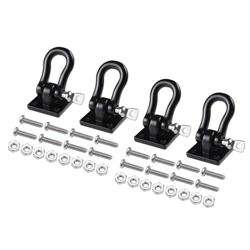 Kompatibel Mit Traxxas Für TRX4 Für Axial Für SCX10 D90 1/10 RC Crawler Autoteile Metallanhänger Abschlepphaken Für Klettern Anhängerschäkel Ferngesteuerte Autoteile(Black,4pcs) von JVRWSC