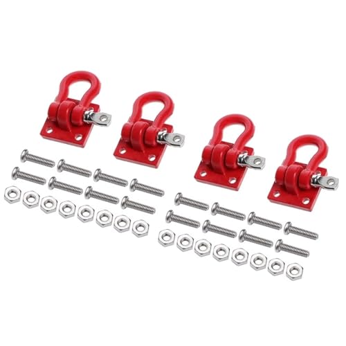 Kompatibel Mit Traxxas Für TRX4 Für Axial Für SCX10 D90 1/10 RC Crawler Autoteile Metallanhänger Abschlepphaken Für Klettern Anhängerschäkel Ferngesteuerte Autoteile(Red,4pcs) von JVRWSC