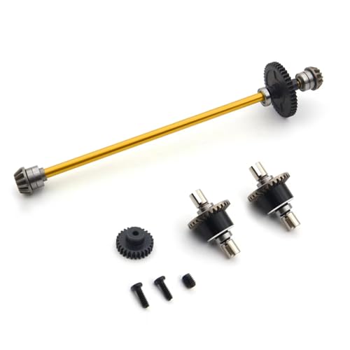 Kompatibel Mit WLtoys 124016 124017 124018 124019 1/12 RC-Auto-Upgrade-Teile, Metall-Mittelantriebswellenbaugruppe, 27-Tonnen-Motorgetriebe RC-Zubehör(Yellow,B) von JVRWSC