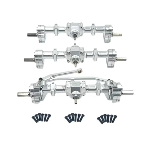 Kompatibel Mit WPL B16 B36 1/16 RC-Auto-Upgrade-Teile, Modifikation, Ersatzmetall, Vorder-, Mittel- Und Hintertürachsen, Sechsradantrieb RC Vorder Hinterachse(Silver) von JVRWSC