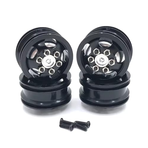 Kompatibel Mit WPL C14 C24 C34 C44 B14 B24 B16 B36 RC-Autoteilen 4WD-Reifen Und -Felgen Gummireifen Mit Radnabe Aus Aluminiumlegierung RC-Zubehör(Black) von JVRWSC