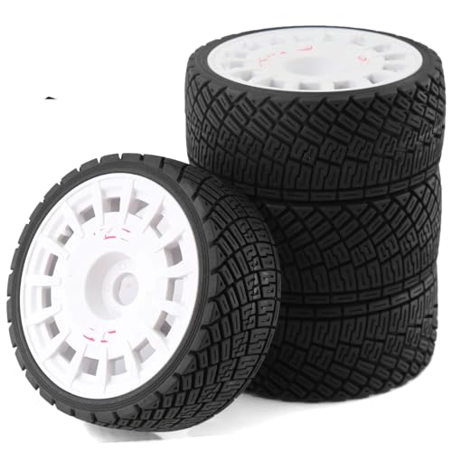 RC Autoreifen Felge Kompatibel Mit ARRMA Für Trxs Für Redcat Für Team Für Losi WR8 1/7 1/8 RC Für Rallye-Offroad-Teile 4 Stück 100-mm-Reifen, Rad 17 Mm Sechskant(White) von JVRWSC